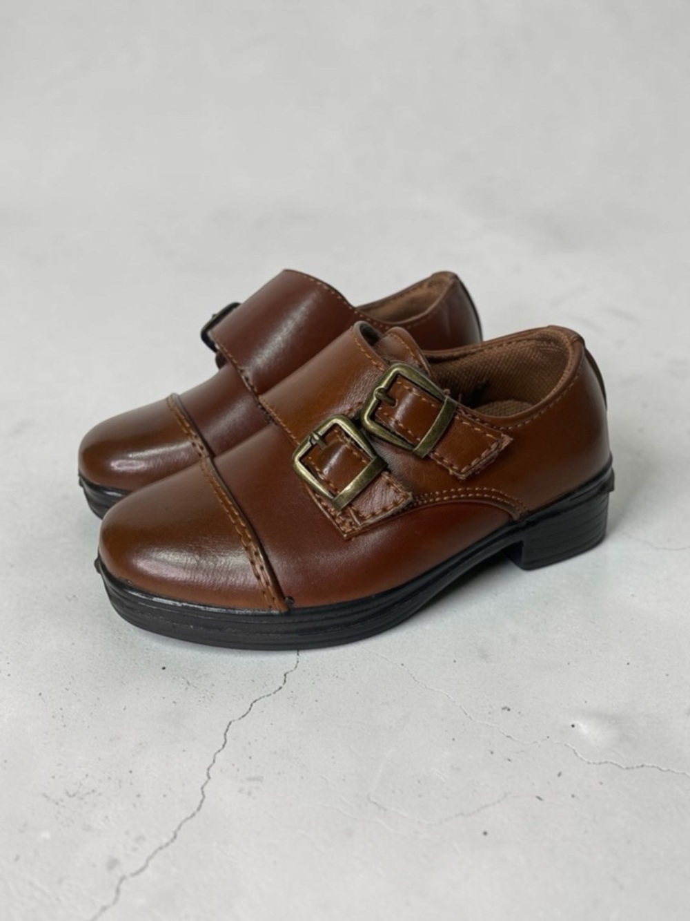 Deer Stags Double Strap Cap Toe Dress Shoes Congac Brown Size 5 Toddler Boy